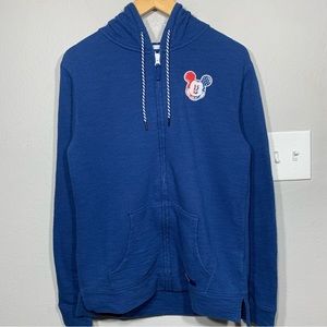 Disney Mickey Mouse Americana Stars and Stripes Full Zip Blue‎ Hoodie Size Small